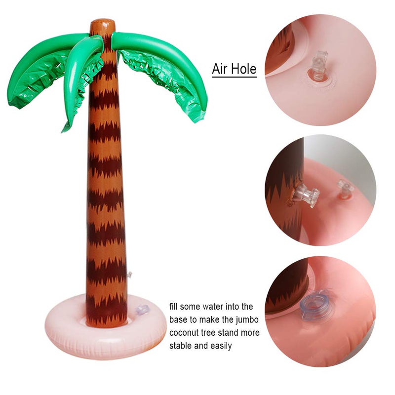 Aniann Inflatable Palm Tree Decoration, 2 Pack Jumbo Coconut Trees Beach Backdrop Favor Tropical Blow Up Hawaiian Summer Party Decor for Hawaiian Luau Party Decoration - Image 3